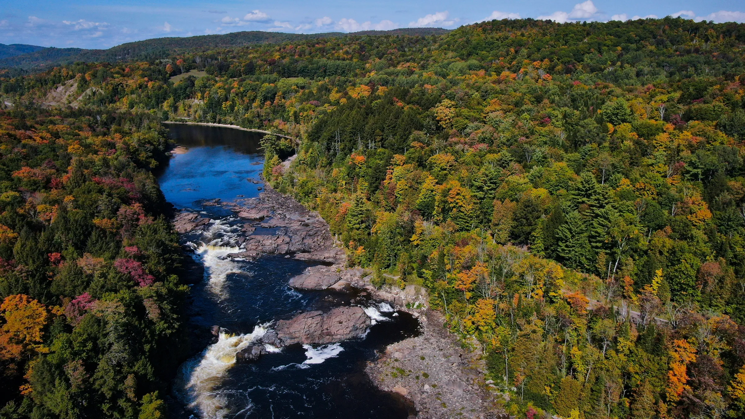 aerial photo of river at middle of forest